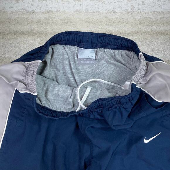 Vintage Y2K Nike Track Pants Youth L Baggy Wide Navy Blue Polyester Sweatpants - Picture 3 of 8
